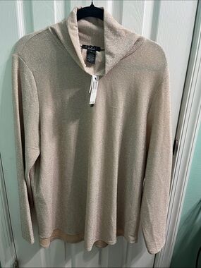 Grace Shimmery Cream Turtleneck Sweater